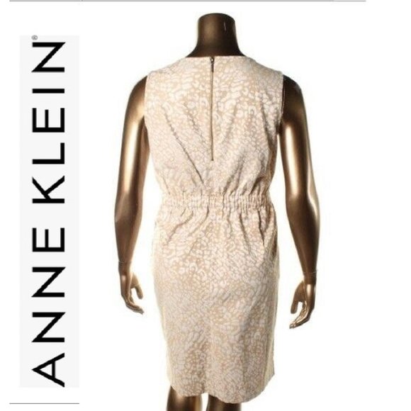 new ANNE KLEIN Size 16W Ivory Leopard Print Jacquard Tone-on-Tone Party Dress - Picture 2 of 5